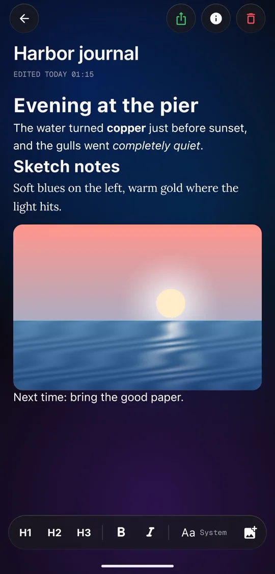 Editor with an inline image